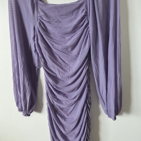 Lavender Purple Ruched Formal Cocktail Dress Bodycon Evening Date Night Medium - Picture 3 of 9
